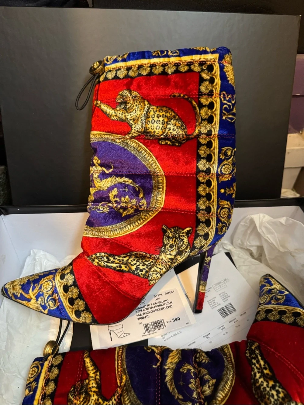 Versace St. Pillow Talk Tribute Kim Boot Velvet Baroque Ankle Bootie